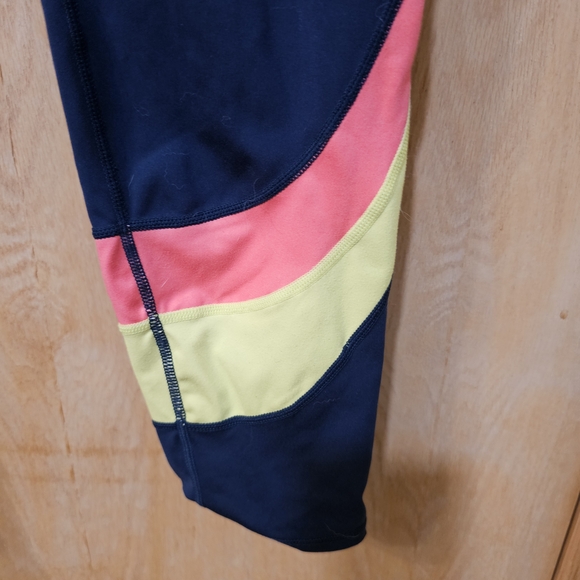 Senita Athletics Navy Leggings with Pink and Yellow Accents - Picture 4 of 5